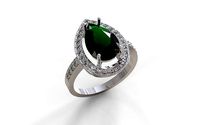 emerald pear 12mm ring | 3D