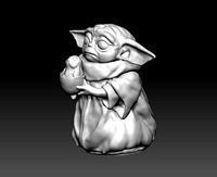 Baby Yoda holding porg | 3D
