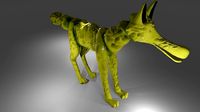 Yellow seahorse wolf hybrid creature monster