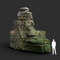 Low poly Mossy Layer Rock 07200211