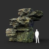 Low poly Mossy Layer Rock 10200211