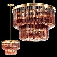 Restoration Hardware BETTINA CRYSTAL SMOKE GLASS PENDANT BRASS