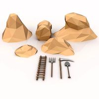 Stylised Lowpoly Farm Elements Decoration Hay Pile Cartoon