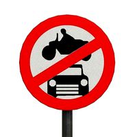 All motor vehicles prohibited Roadsign