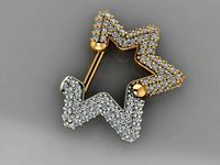 GC GOLD E059- Diamond Cartilage Earring | 3D