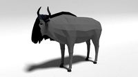 Low Poly Cartoon Gnu Wildebeest Antelope