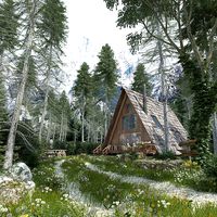 Dandelion villa pine house wilderness grass