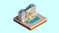 Cartoon Low Poly Trevi Fountain