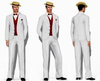 Mens Gatsby Full Stripe Formal Suit Hat and Shoes