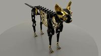 Sci fi cat skeleton sculture