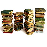 books stacked on the floor set 8