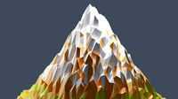 Low Poly Mountain with Snow on top and Green on bottom