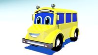 Cartoon School Bus With Face And Eyes Rigged 3D model