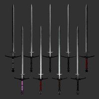 Zweihander two-handed sword with color variations