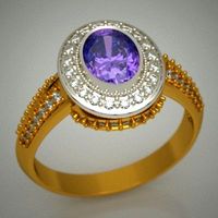 Ring with amethyst. 3D Model