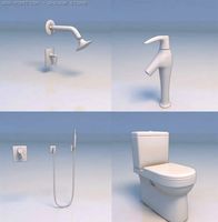 Shower faucet toilet bathroom 3D Model
