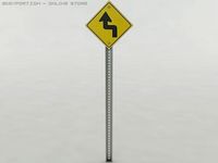 Left then Right Curve Sign 3D Model