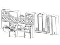 28mm postapocalyptic/sci-fi/retro building details: computer room set 3