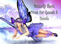 Butterfly Short Fairy Dress For Genesis 8 Female