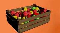 Low-poly Wooden apple basket
