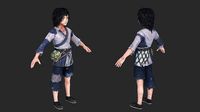 Ancient Chinese young beggars Child Dirty clothes