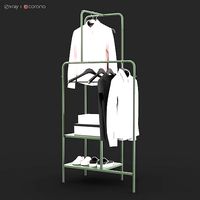 NIKKEBY Clothes rack gray-green and red colors