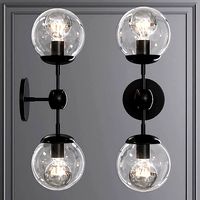 Modo Sconce 2 Globes Black and Clear Glass