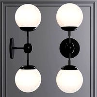 Modo Sconce 2 Globes Black and Cream Glass