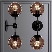 Modo Sconce 2 Globes Black and Smoke Glass