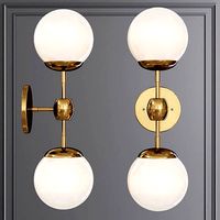 Modo Sconce 2 Globes Brushed Brass and Cream Glass