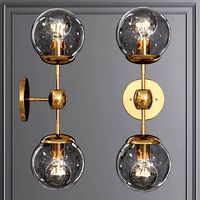 Modo Sconce 2 Globes Brushed Brass and Gray Glass