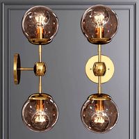 Modo Sconce 2 Globes Brushed Brass and Smoke Glass