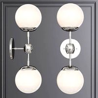 Modo Sconce 2 Globes Polished Nickel and Cream Glass