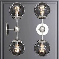 Modo Sconce 2 Globes Polished Nickel and Gray Glass