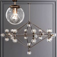 Modo 8 Sided Chandelier 27 Globes Bronze and Clear Glass