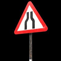 Narrow road ahead Roadsign