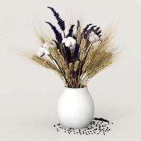 Dried flowers of cotton rye and lavender
