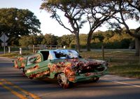 green classic smashed car 3d model