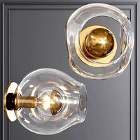 Bubble Sconce Brushed Brass and Clear Glass