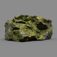 Low poly Sharp Rock Mossy 02 191219