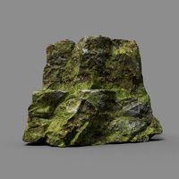Low poly Sharp Rock Mossy 04 191219