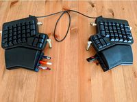 Ergodox EZ Wrist Rest Risers with holders for pens, USBs, SD cards and the all powerful paper clip by PolyTicks