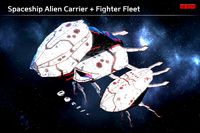 Spaceship Alien Carrier + Fighter Fleet