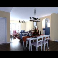 Photorealistic Living  Dining Room 0007 3D Model