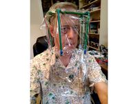 Plastic wrap based face shield by Leithauser