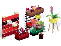 Stylised Pots and Flowers