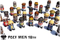 Low poly people of the 18th century
