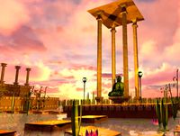 Fantasy Stone Temple and Water