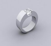 Silver Ring with a Diamond 3D Model