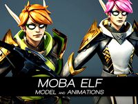 MOBA Elf Character - model &amp; animations